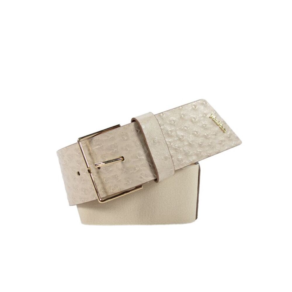 Max Mara Womens Wide Width Ostrich Skin Buckle Belt Brown Size Large